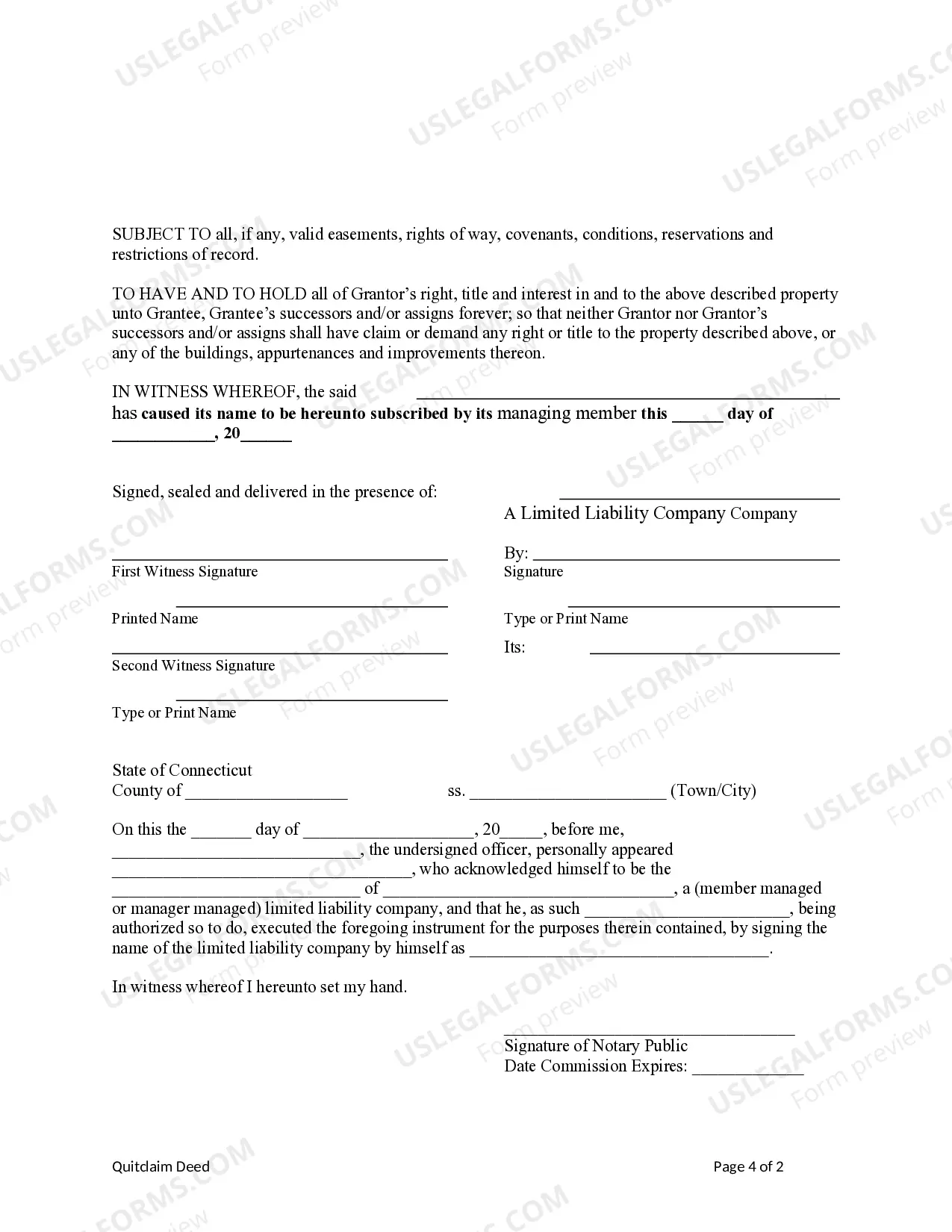 Preview Quitclaim Deed from an LLC to an Individual