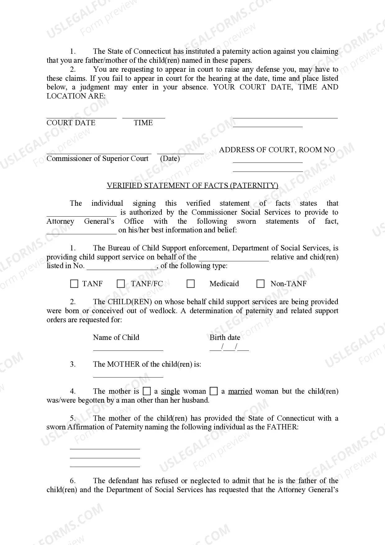 Preview Paternity Petition