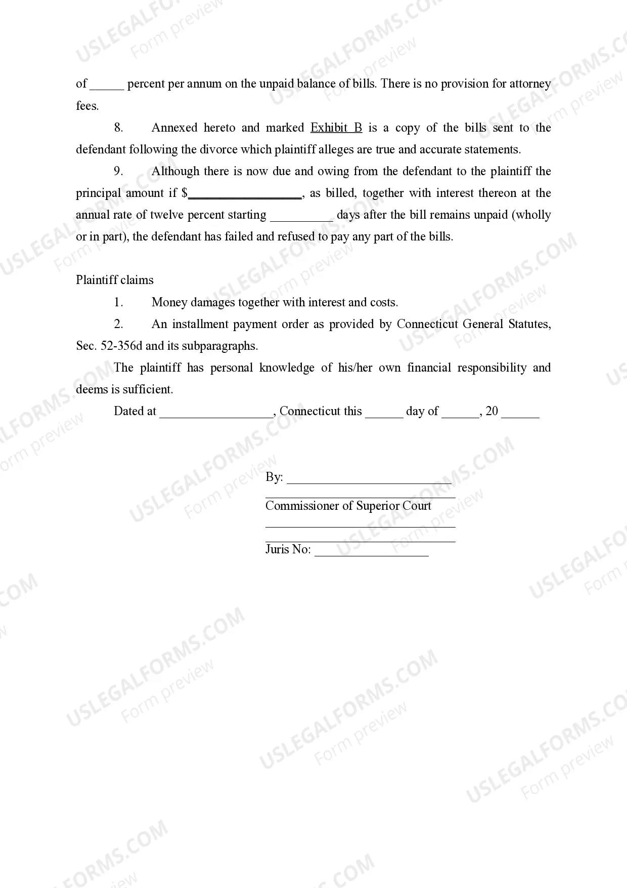 Preview Complaint (Final Bill for Services)