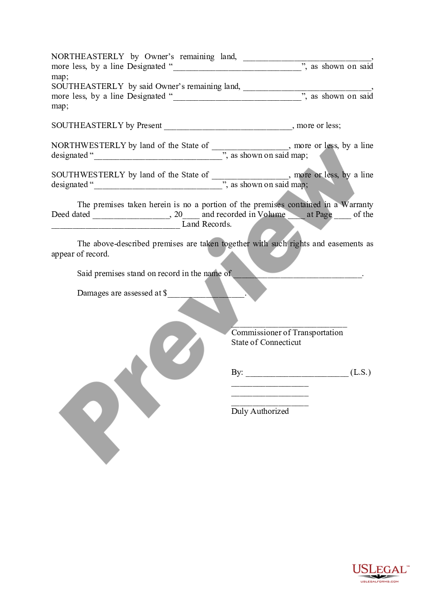 Connecticut Notice of Condemnation and Assessment of Damages | US Legal ...