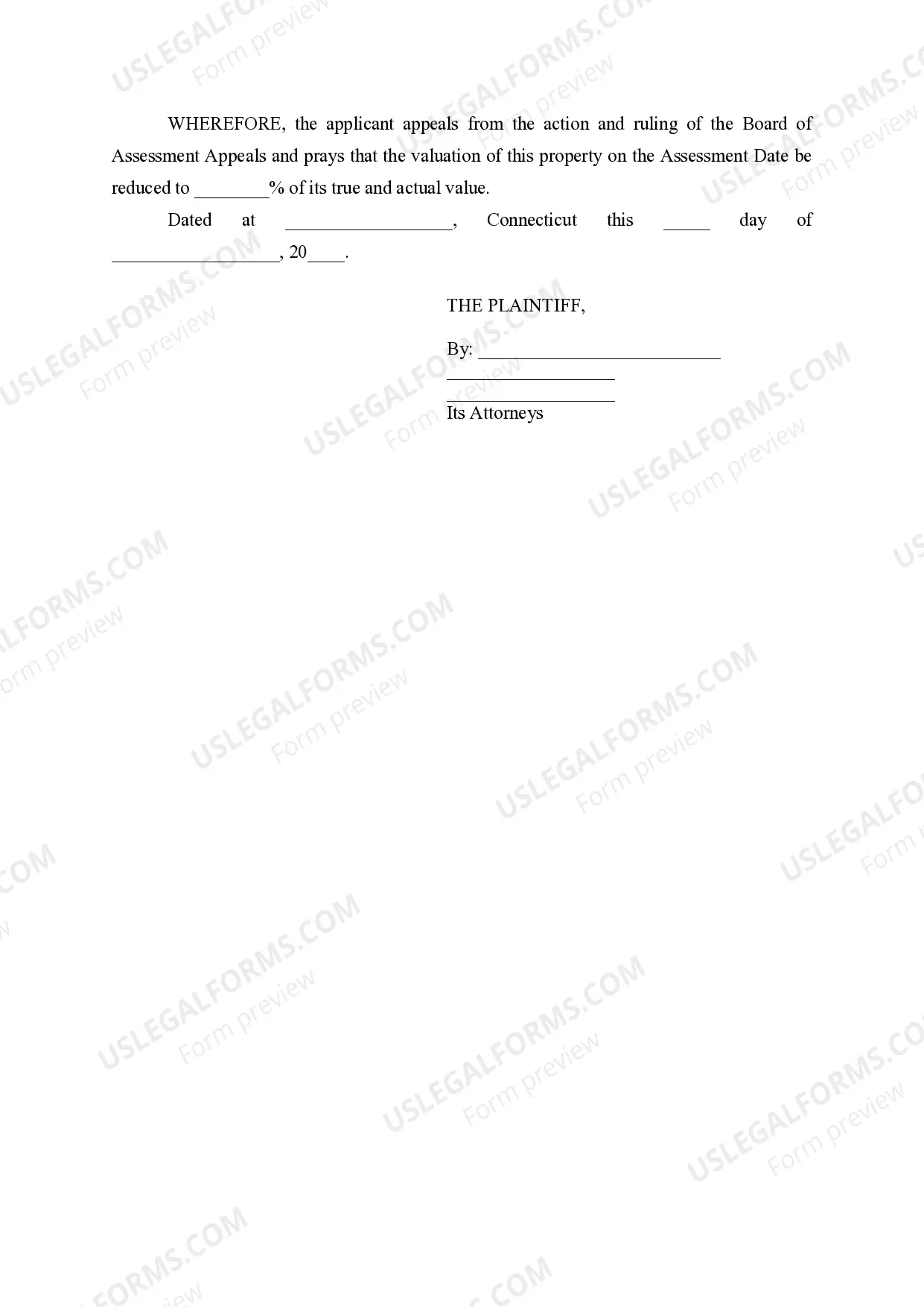 Preview Appeal from the Board of Assessment Appeals