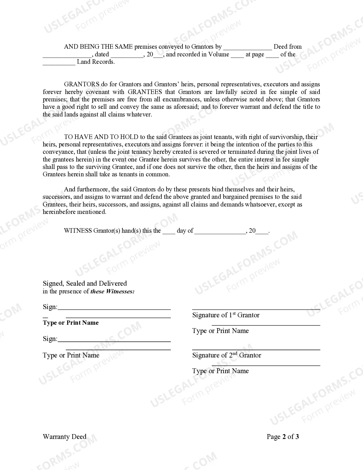 Preview Warranty Deed from two Individuals to Husband and Wife