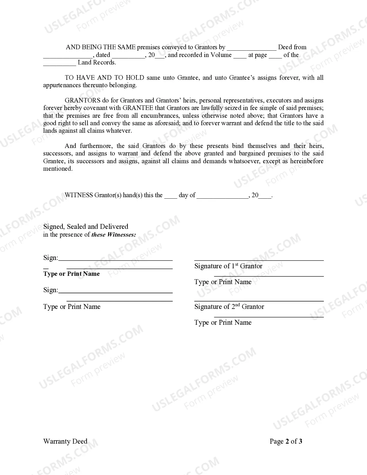 Preview Warranty Deed from two Individuals to LLC