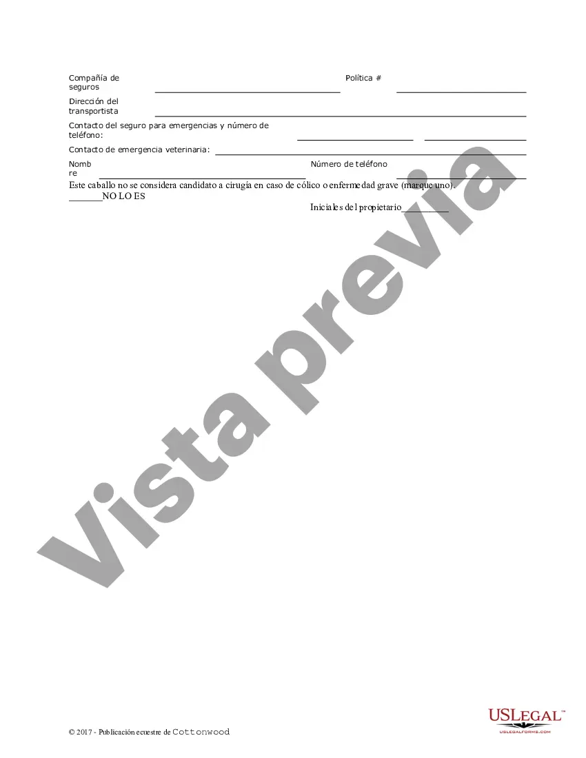 Preview Hoja de información del propietario - Formularios equinos de caballos