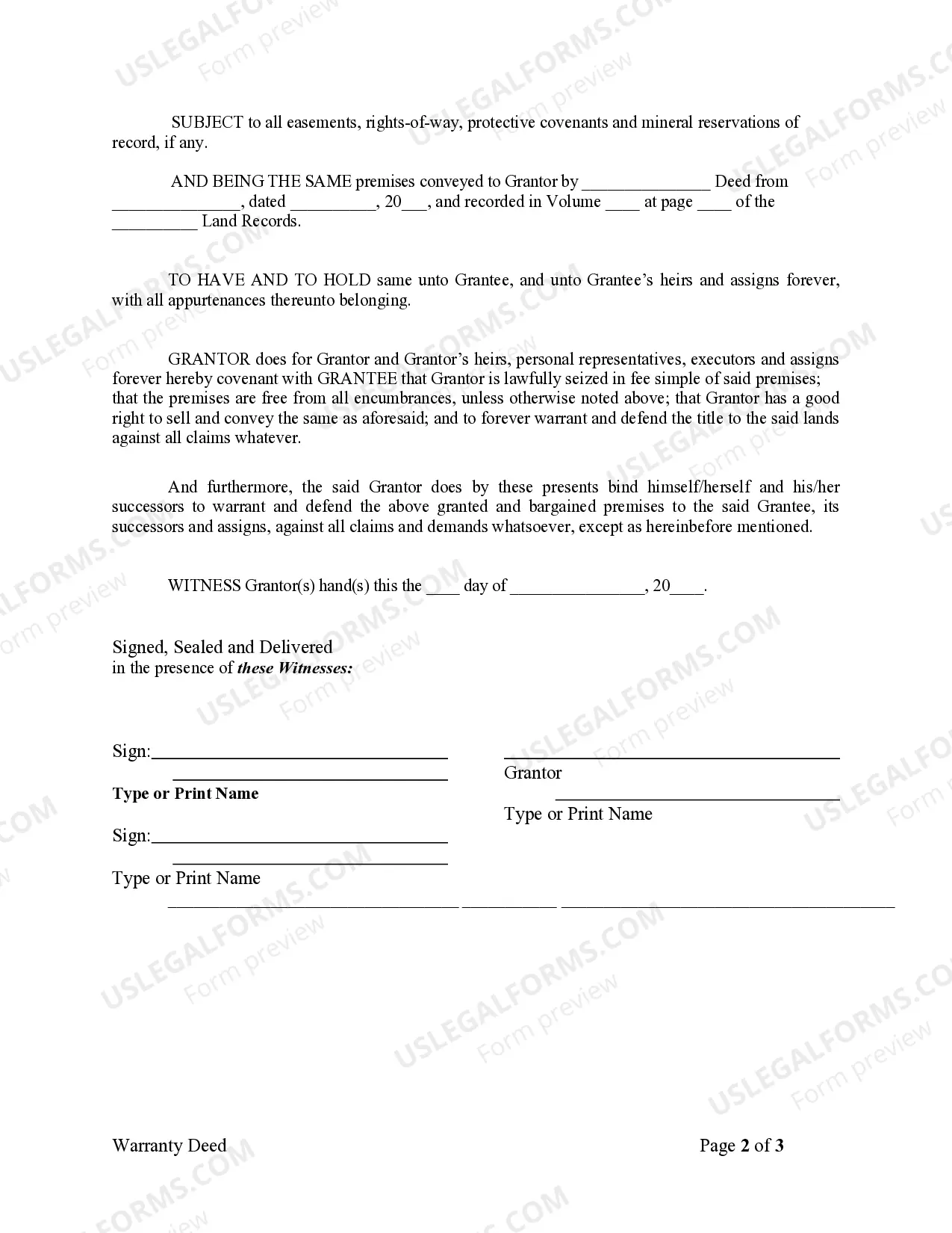 Preview Warranty Deed from Individual to Corporation