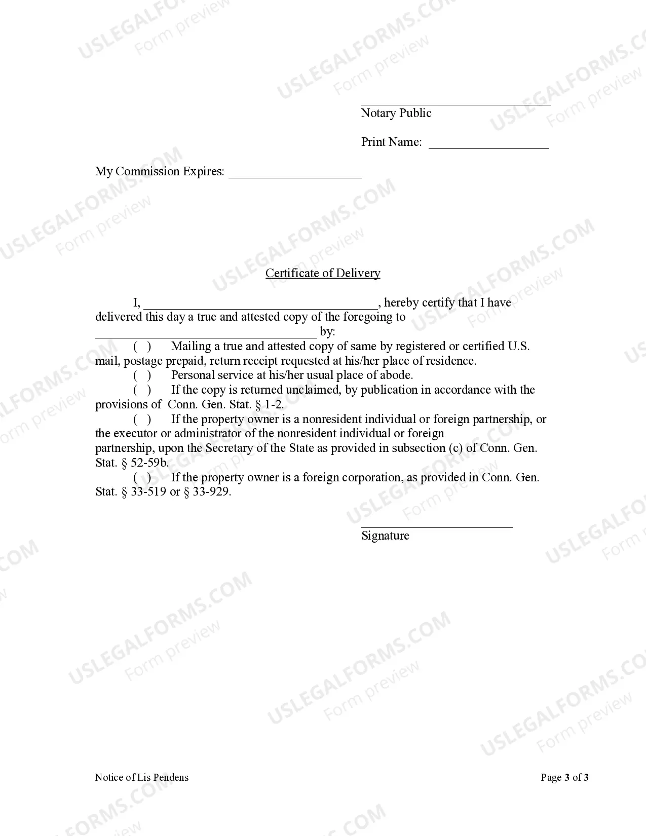 Preview Notice of Lis Pendens - Corporation or LLC