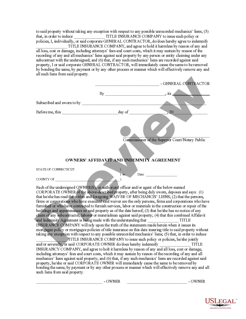 Preview Waiver of Mechanics Lien with General Contractor Indemnity Agreement