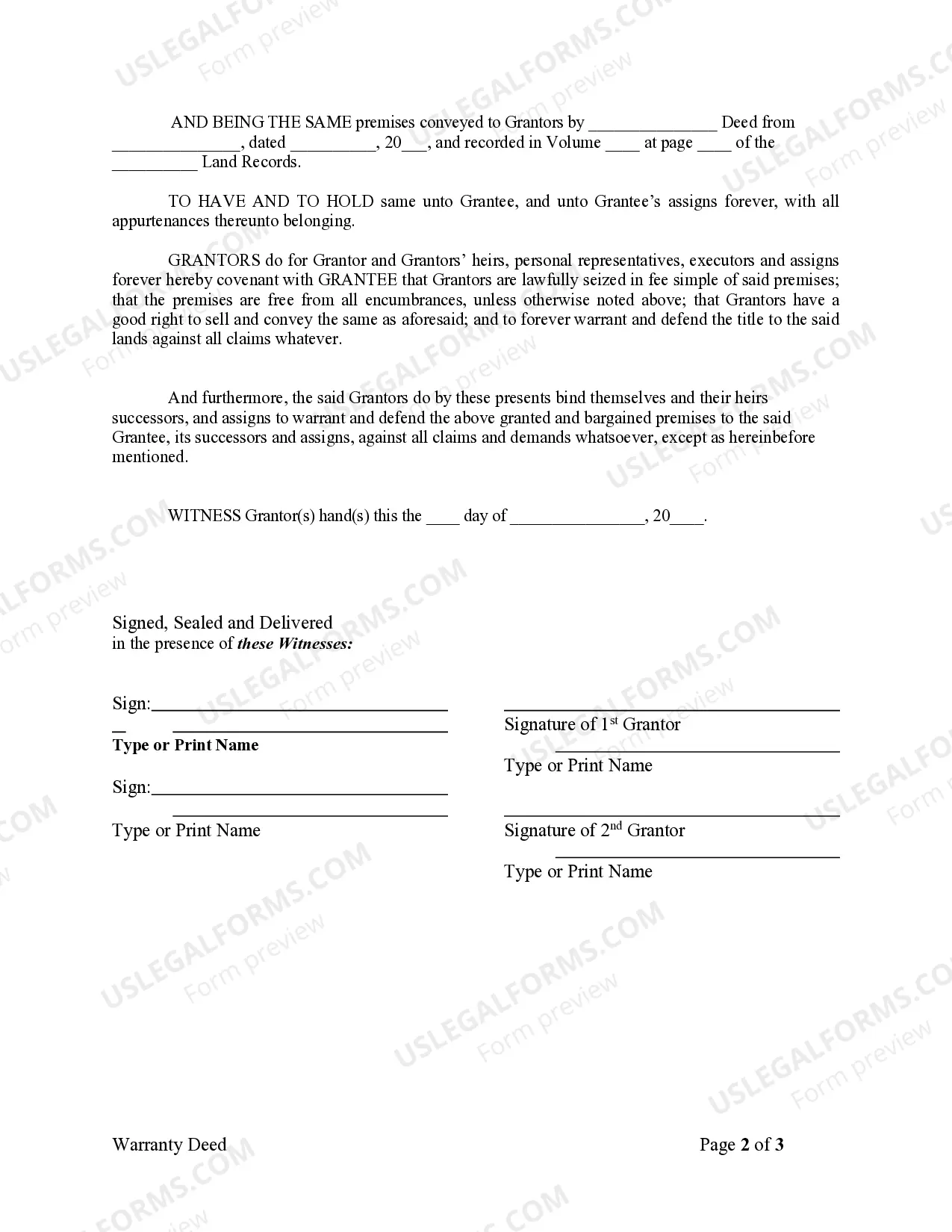 Preview Warranty Deed from Husband and Wife to LLC