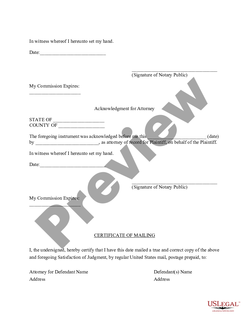 Connecticut Satisfaction of Judgment - Ct Judgment | US Legal Forms