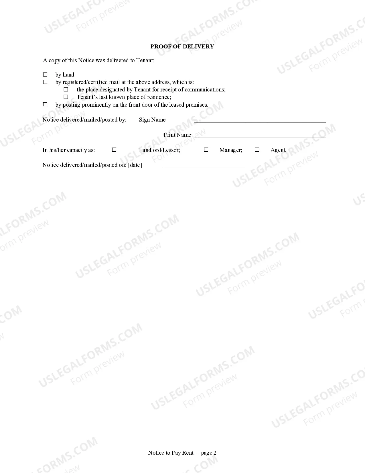 Preview 3 Day Notice to Quit for Failure to Pay Rent Prior to Eviction After Expiration of 9 Day Grace Period - Chance to Cure Not Required - Residential