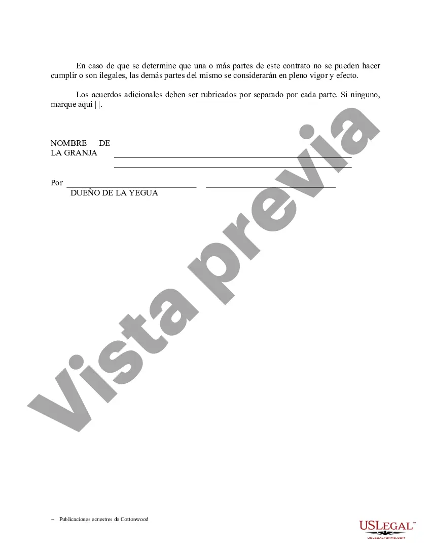 Preview Contrato de servicio de semental - Formularios equinos de caballos