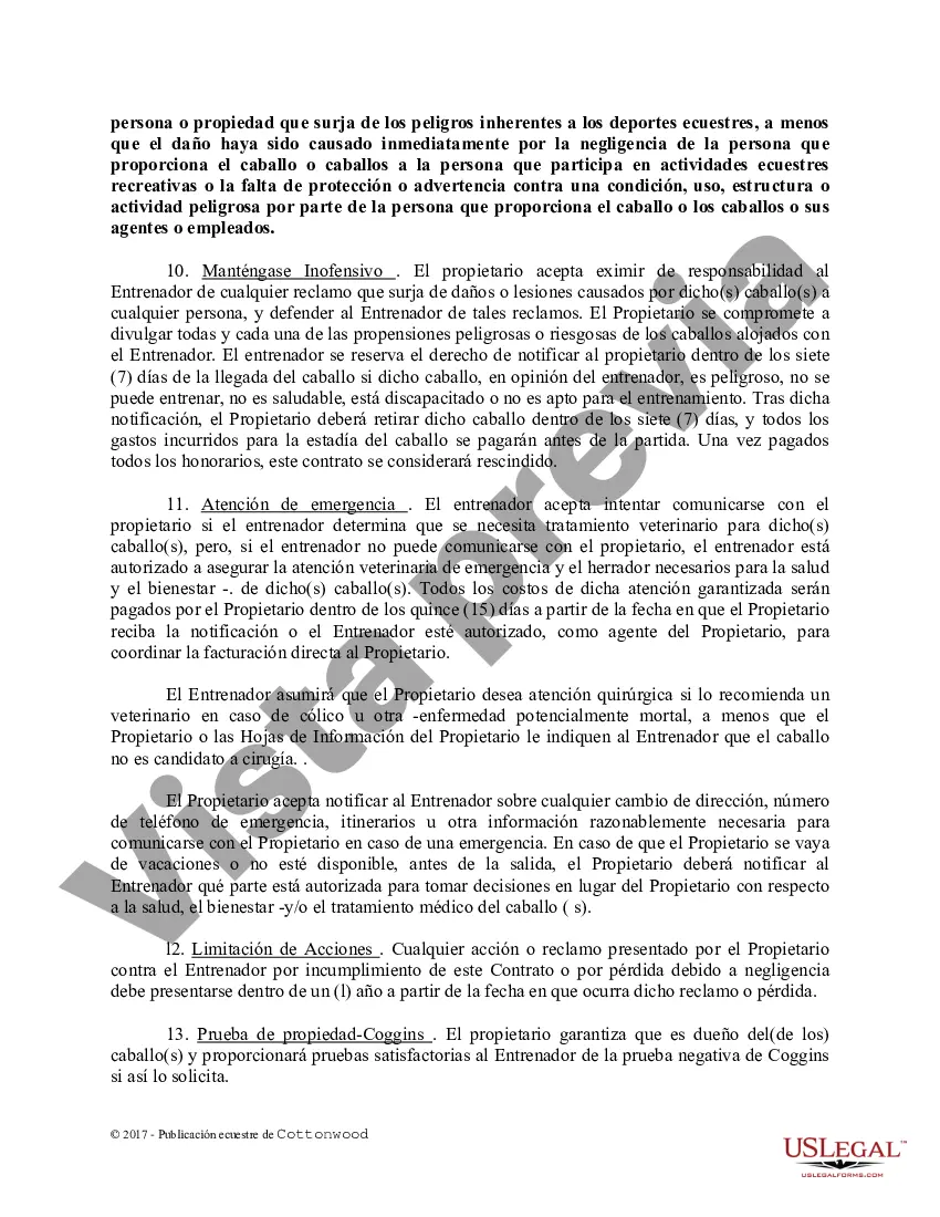 Preview Contrato de Entrenamiento - Caballo Equino Formas