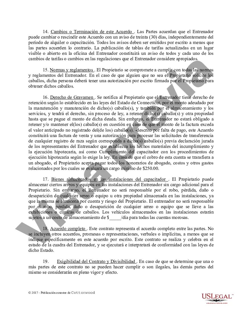 Preview Contrato de Entrenamiento - Caballo Equino Formas