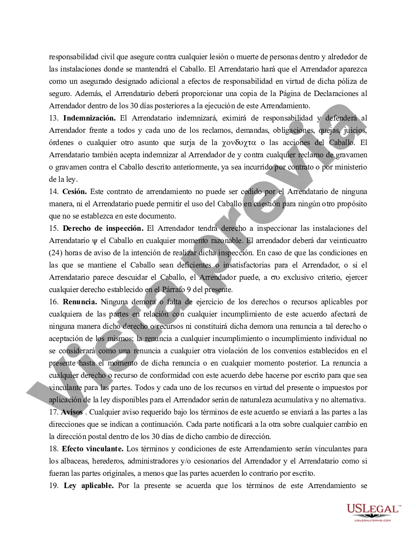 Preview Contrato de arrendamiento de caballos de alto rendimiento