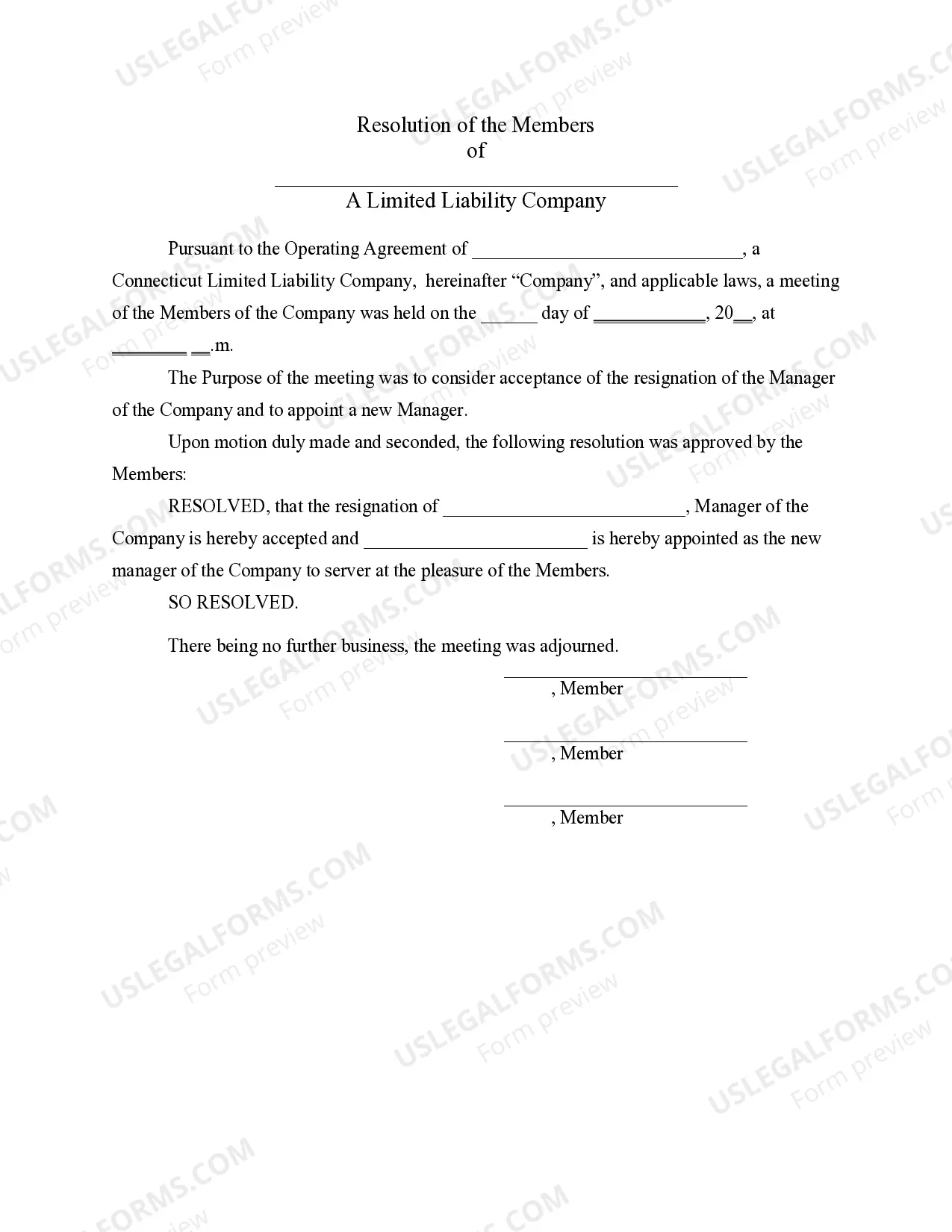 Preview LLC Notices, Resolutions and other Operations Forms Package