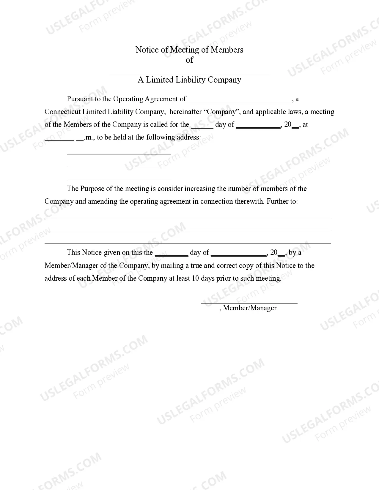 Preview LLC Notices, Resolutions and other Operations Forms Package