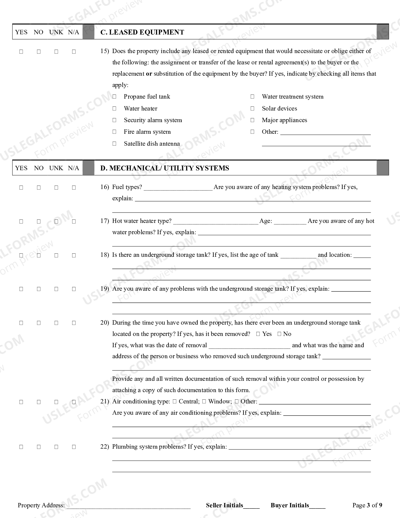 Connecticut Residential Real Estate Sales Disclosure Statement Ct