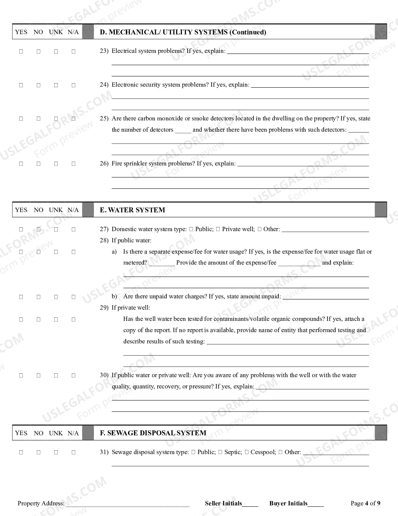 Connecticut Residential Real Estate Sales Disclosure Statement Ct