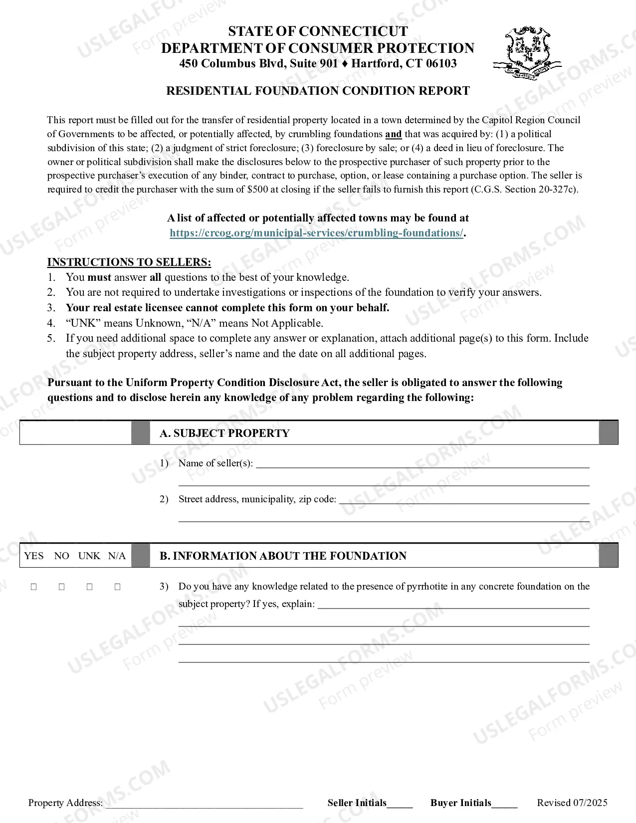 Preview Residential Real Estate Sales Disclosure Statement