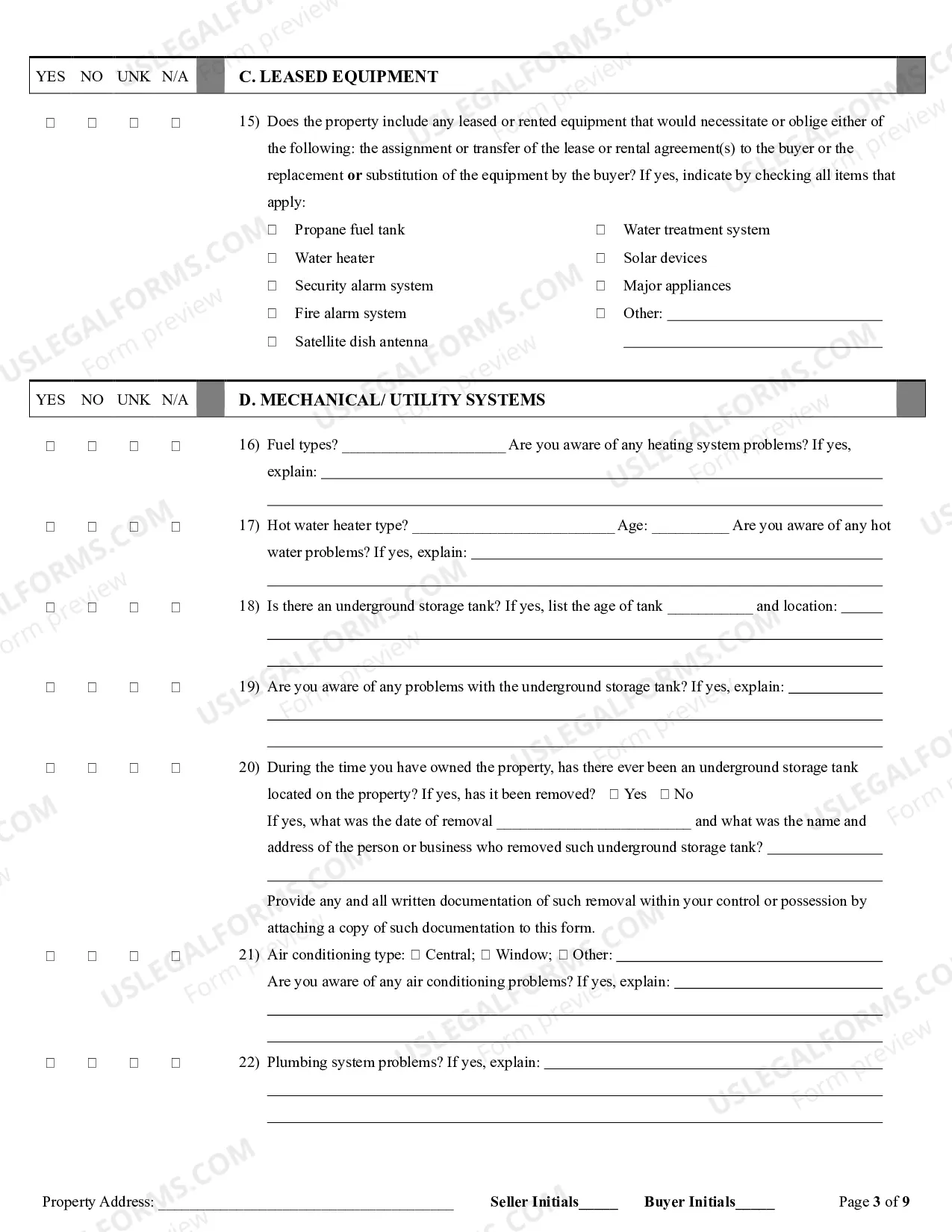 Preview Residential Real Estate Sales Disclosure Statement