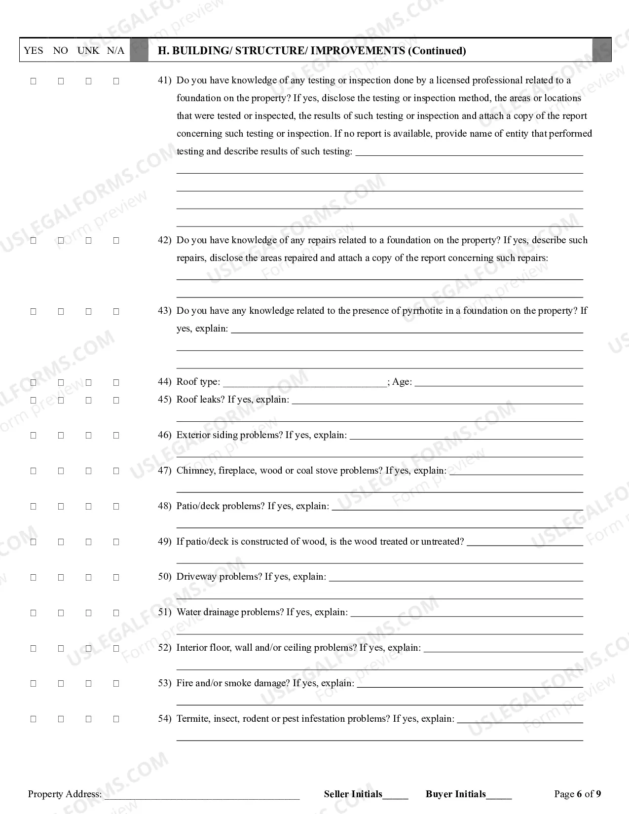 Preview Residential Real Estate Sales Disclosure Statement