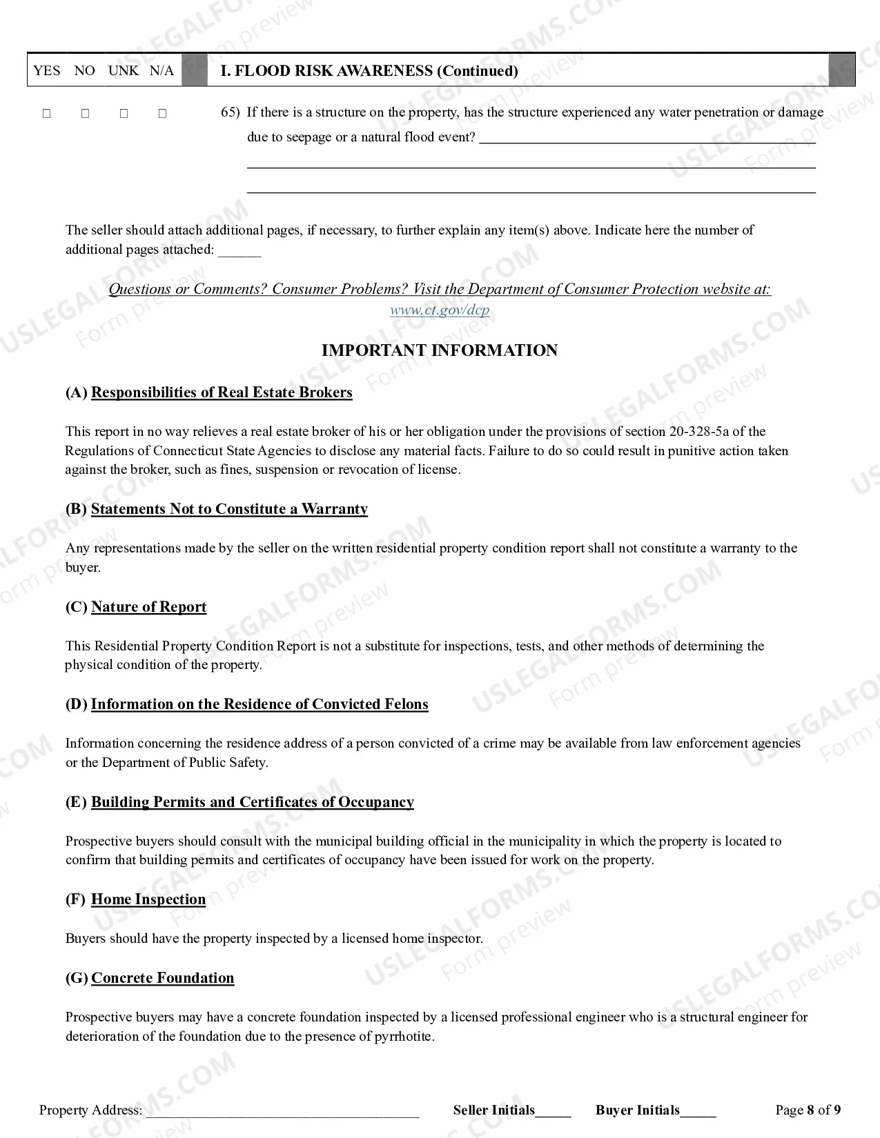 Preview Residential Real Estate Sales Disclosure Statement