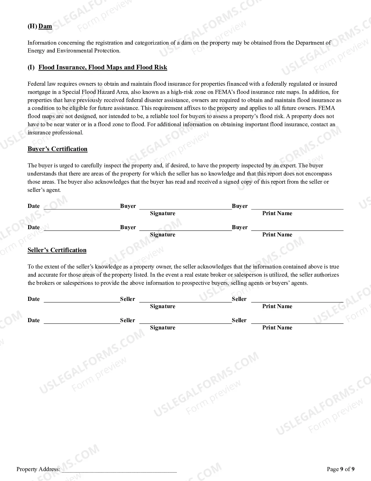 Preview Residential Real Estate Sales Disclosure Statement