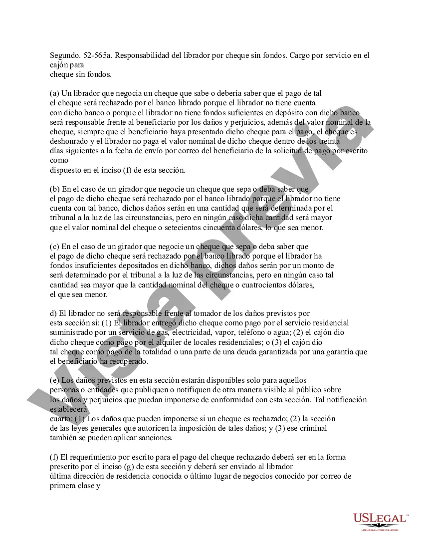 Preview Aviso de cheque sin fondos - Civil - Palabras clave: cheque sin fondos, cheque sin fondos