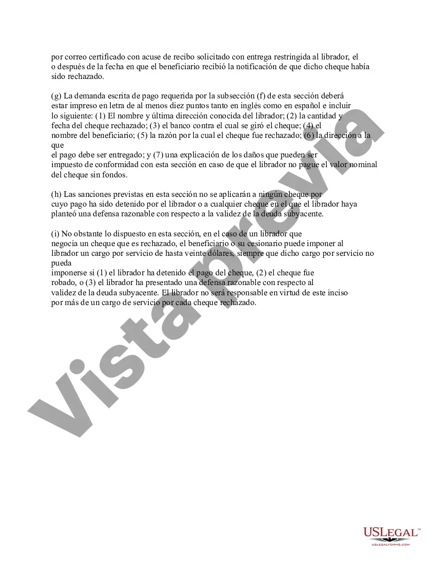 Preview Aviso de cheque sin fondos - Civil - Palabras clave: cheque sin fondos, cheque sin fondos