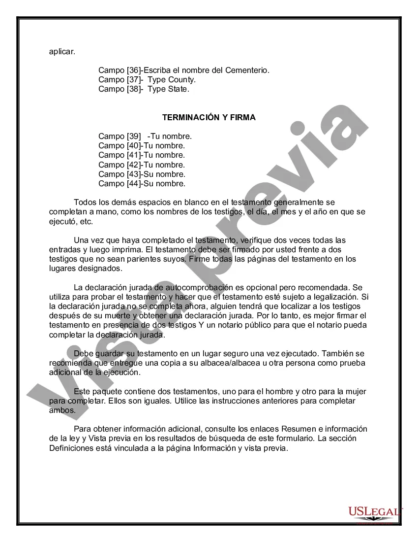 Preview Testamentos mutuos que contienen última voluntad y testamentos para personas solteras que viven juntas sin hijos