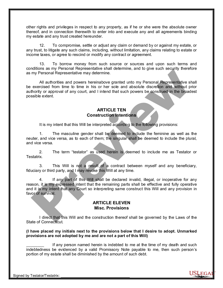 page 7 Mutual Wills Package of Last Wills and Testaments for Man and Woman living together not Married with Adult Children preview
