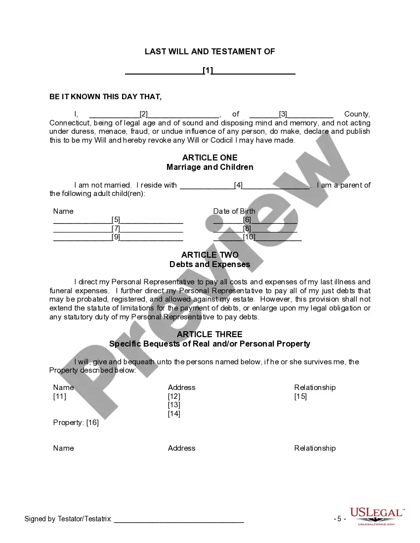 Preview Mutual Wills Package of Last Wills and Testaments for Man and Woman living together not Married with Adult Children
