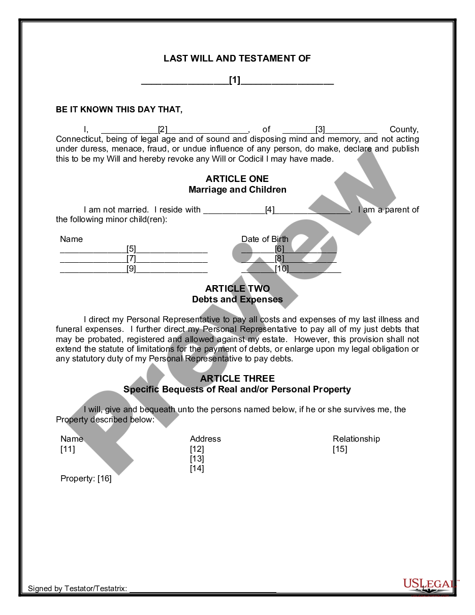 page 4 Mutual Wills or Last Will and Testaments for Man and Woman living together, not Married with Minor Children preview