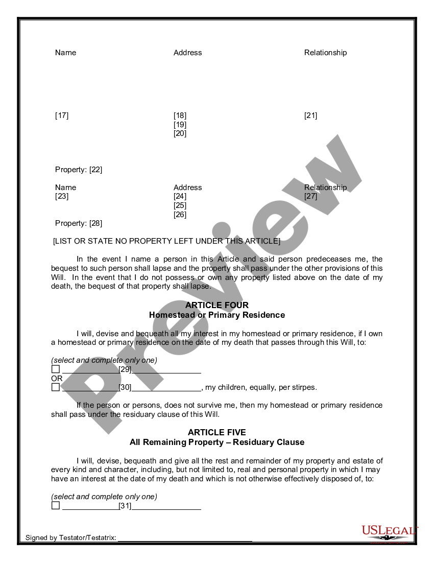page 5 Mutual Wills or Last Will and Testaments for Man and Woman living together, not Married with Minor Children preview