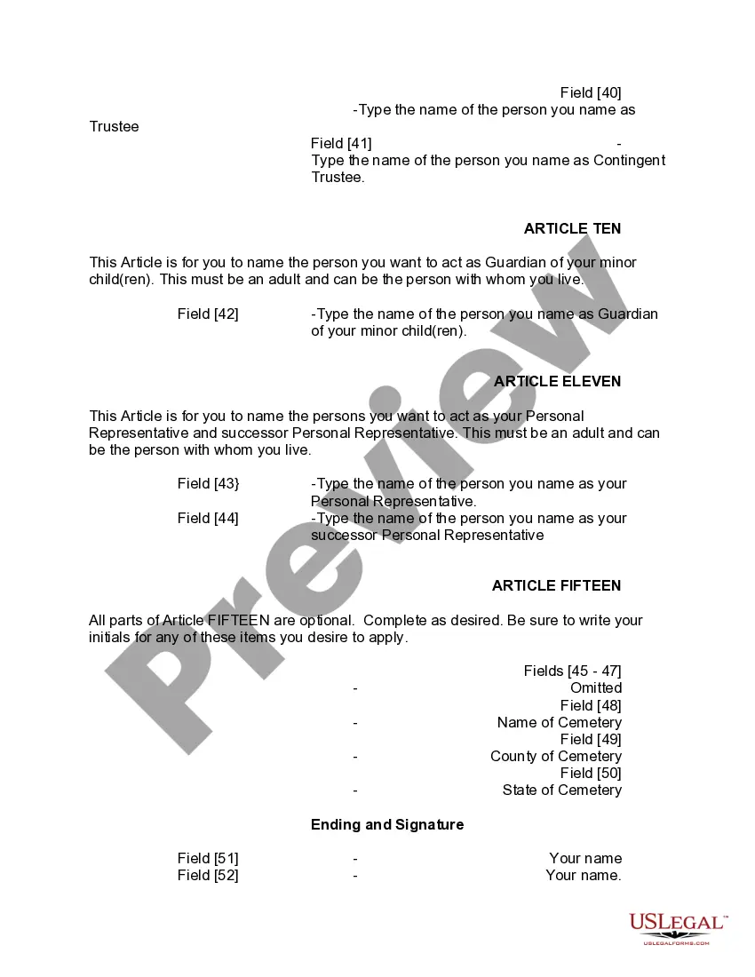 Preview Mutual Wills or Last Will and Testaments for Man and Woman living together, not Married with Minor Children