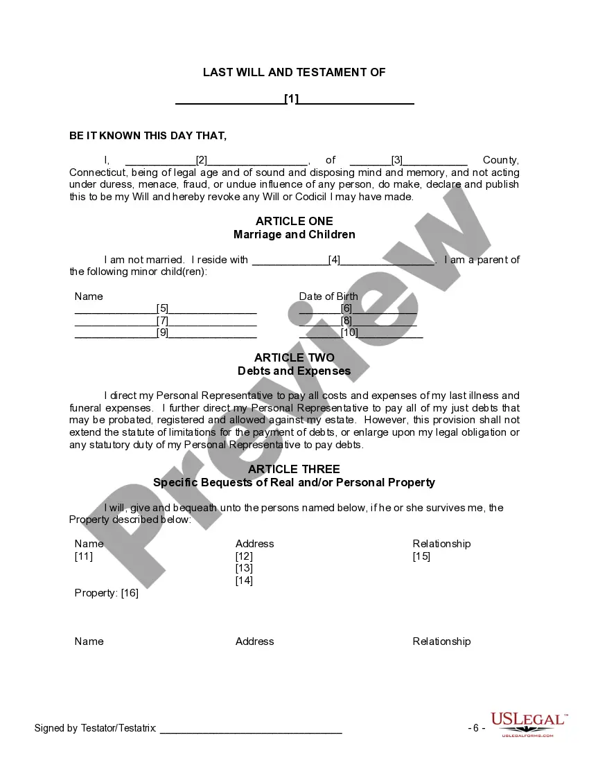 Preview Mutual Wills or Last Will and Testaments for Man and Woman living together, not Married with Minor Children