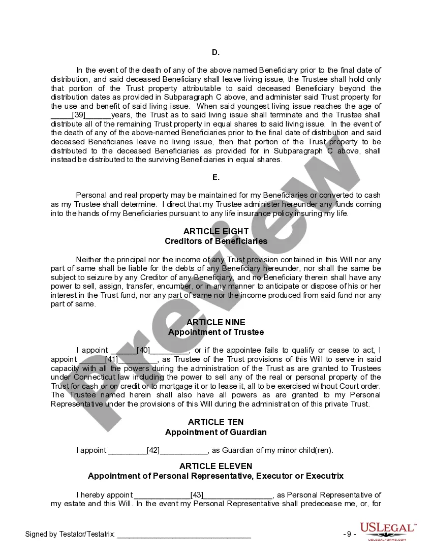 Preview Mutual Wills or Last Will and Testaments for Man and Woman living together, not Married with Minor Children