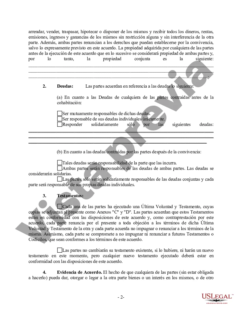 Preview Acuerdo de convivencia no marital de convivencia