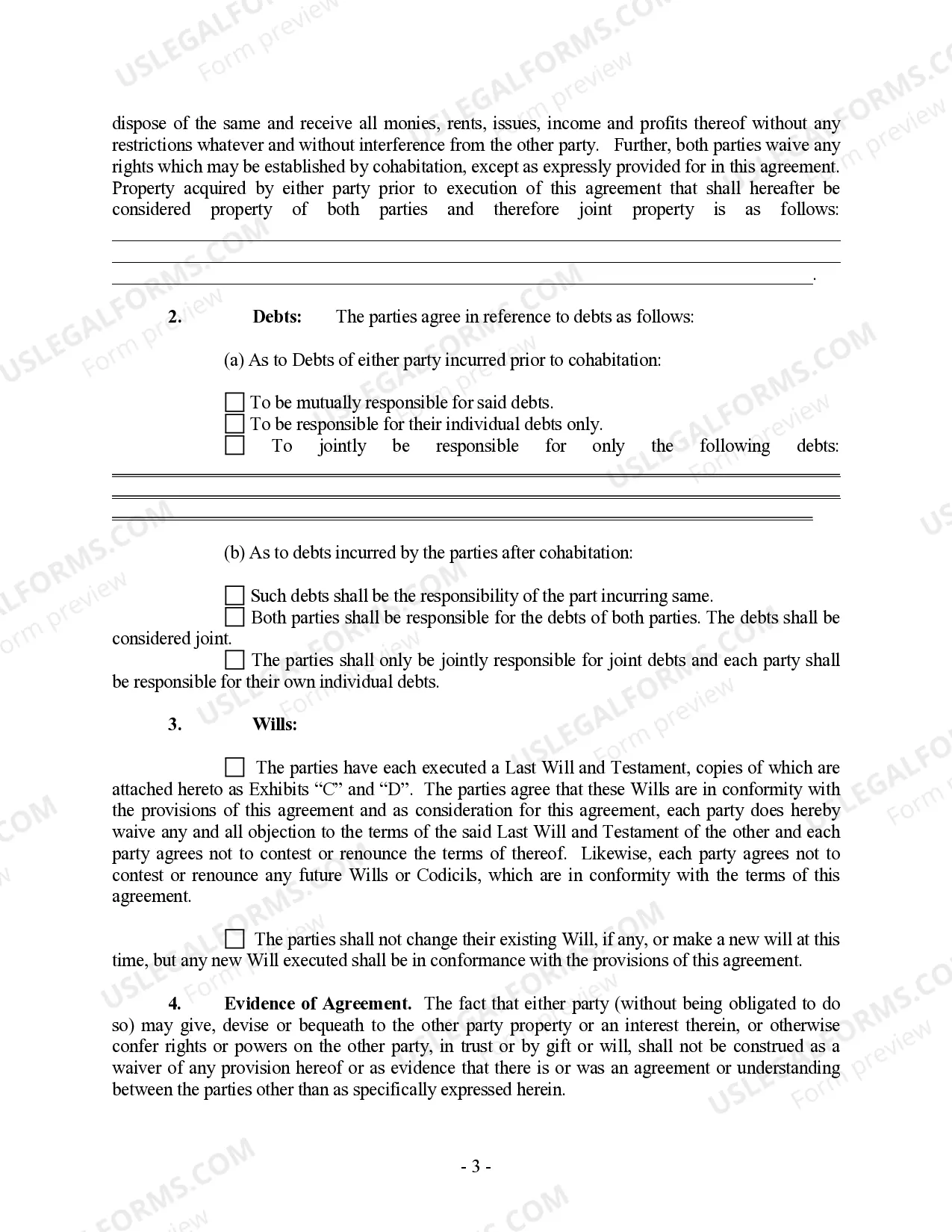 Preview Non-Marital Cohabitation Living Together Agreement