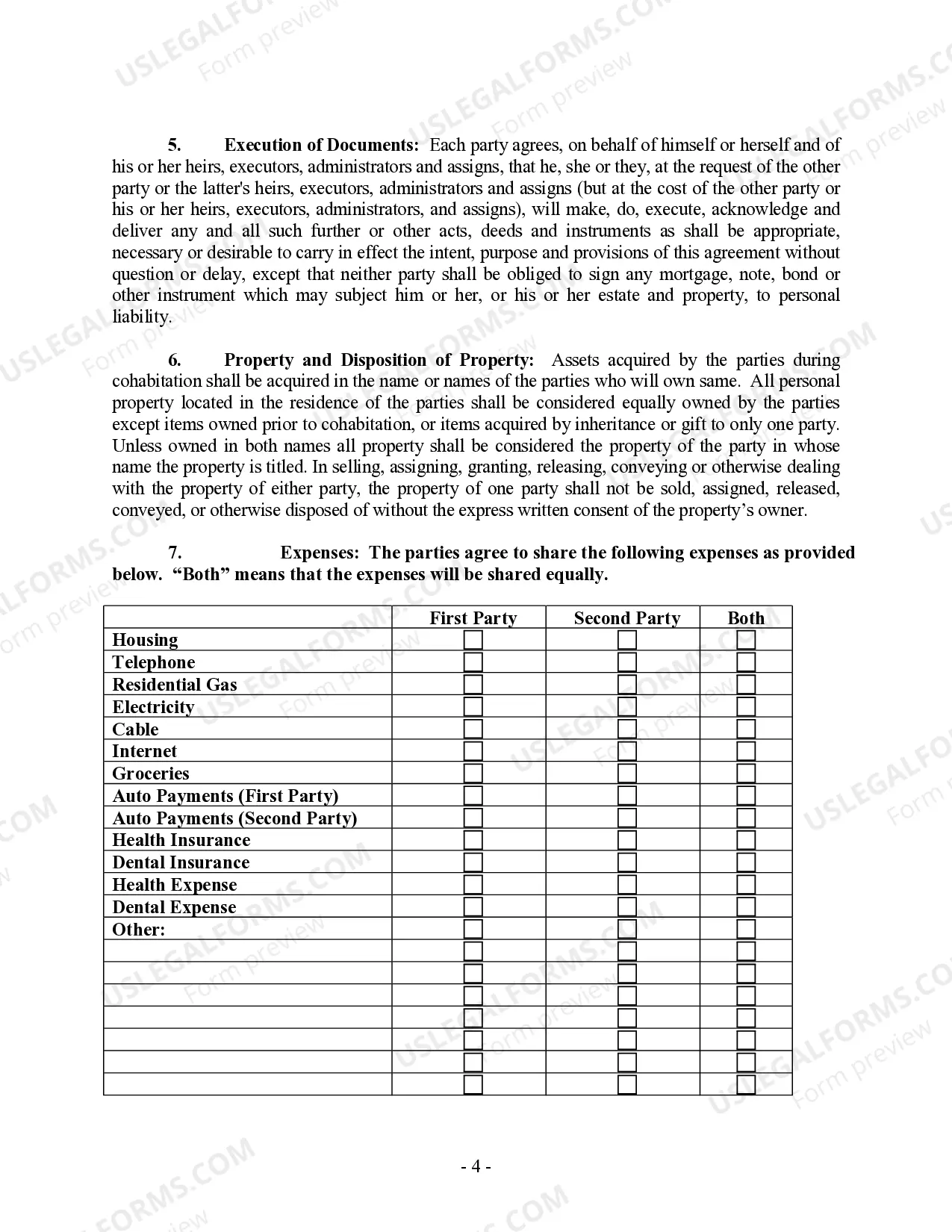 Preview Non-Marital Cohabitation Living Together Agreement