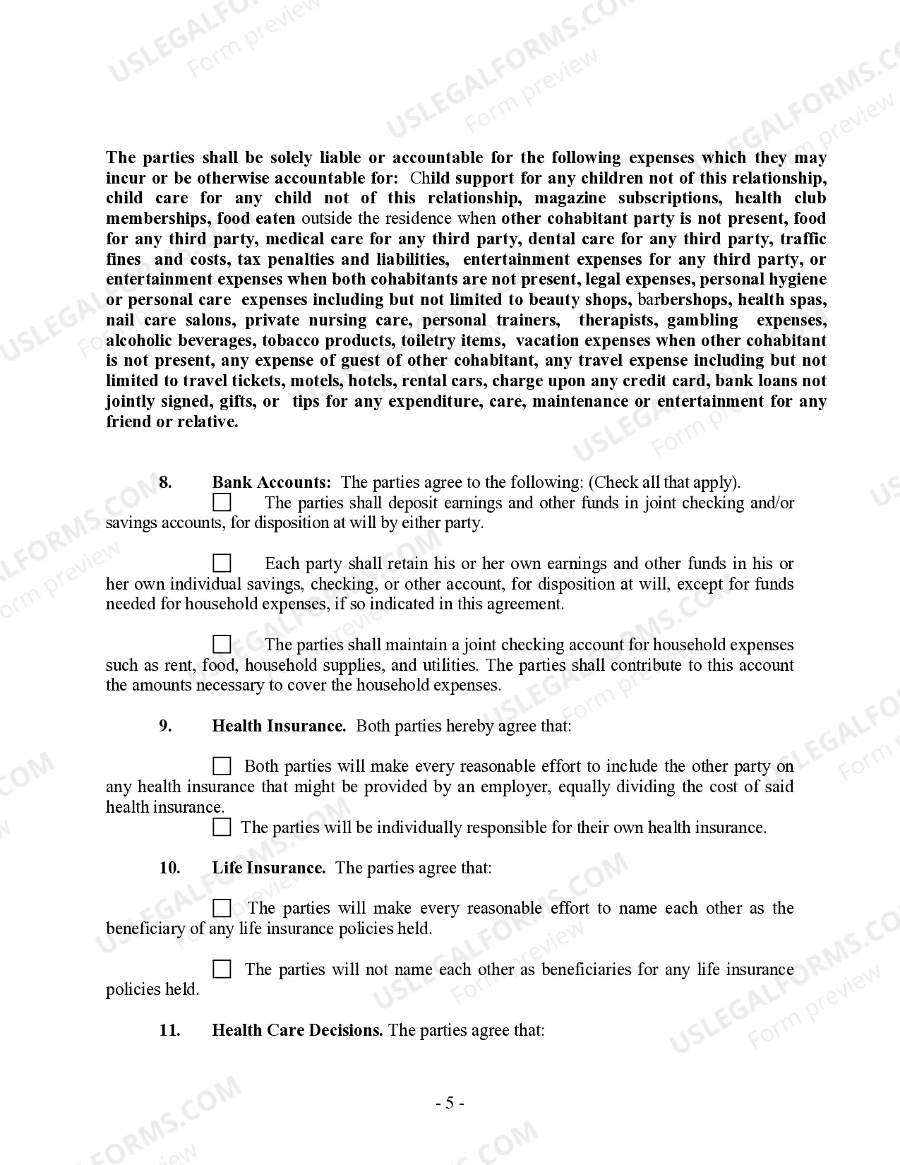 Preview Non-Marital Cohabitation Living Together Agreement
