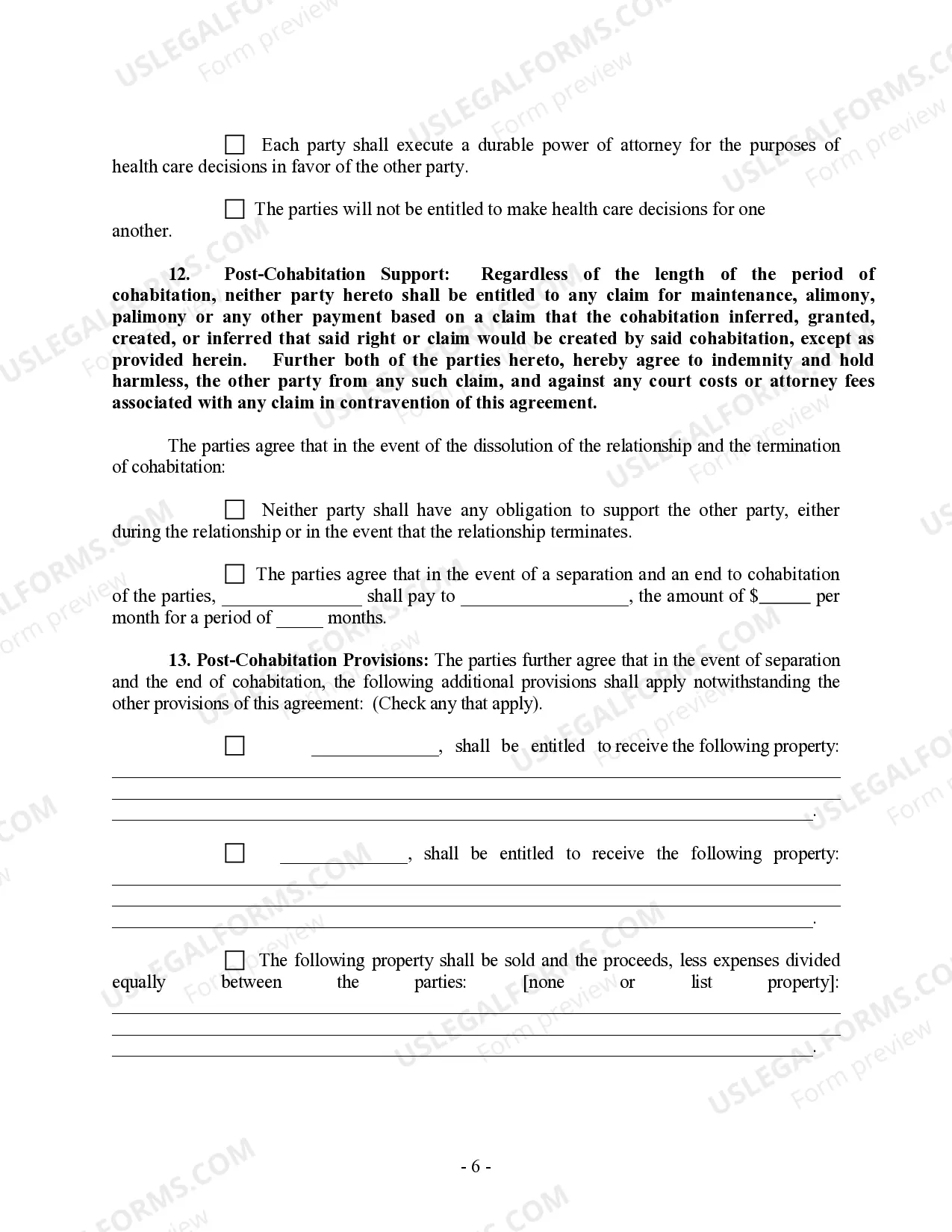 Preview Non-Marital Cohabitation Living Together Agreement