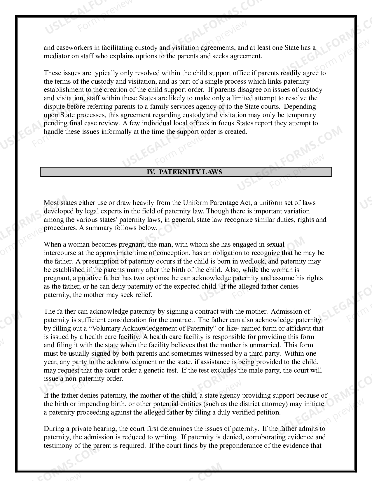 Connecticut Paternity Law and Procedure Handbook Ct Paternity US