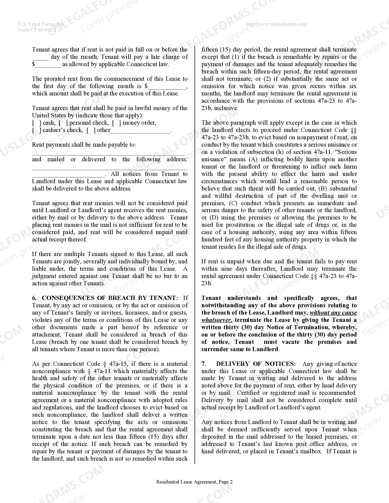 Preview Residential Lease or Rental Agreement for Month to Month