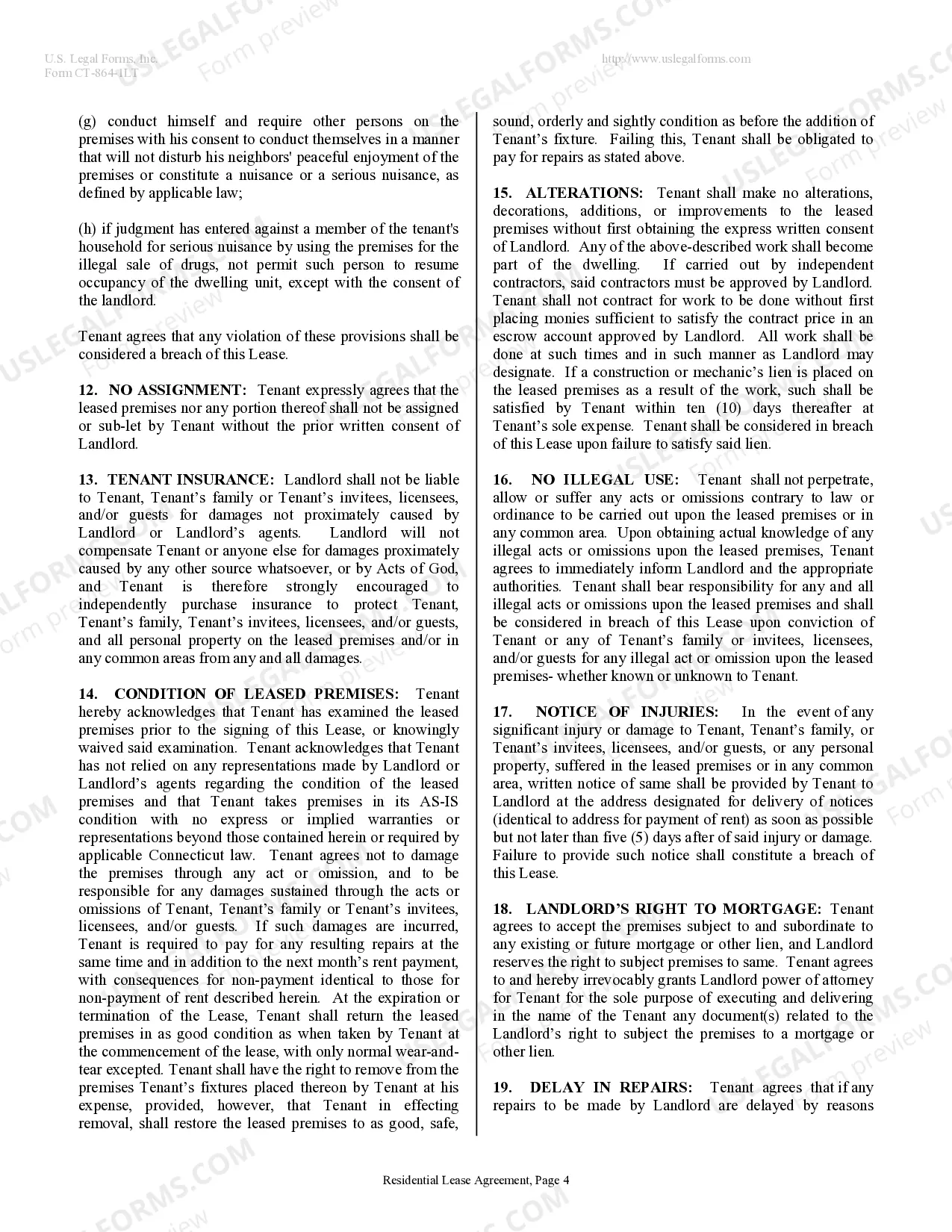 Preview Residential Lease or Rental Agreement for Month to Month