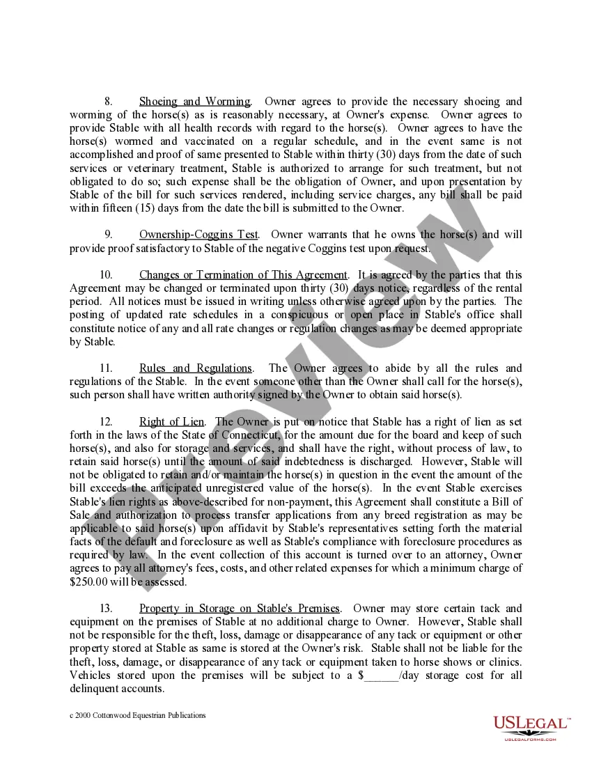 Preview Connecticut Horse Equine Forms Package