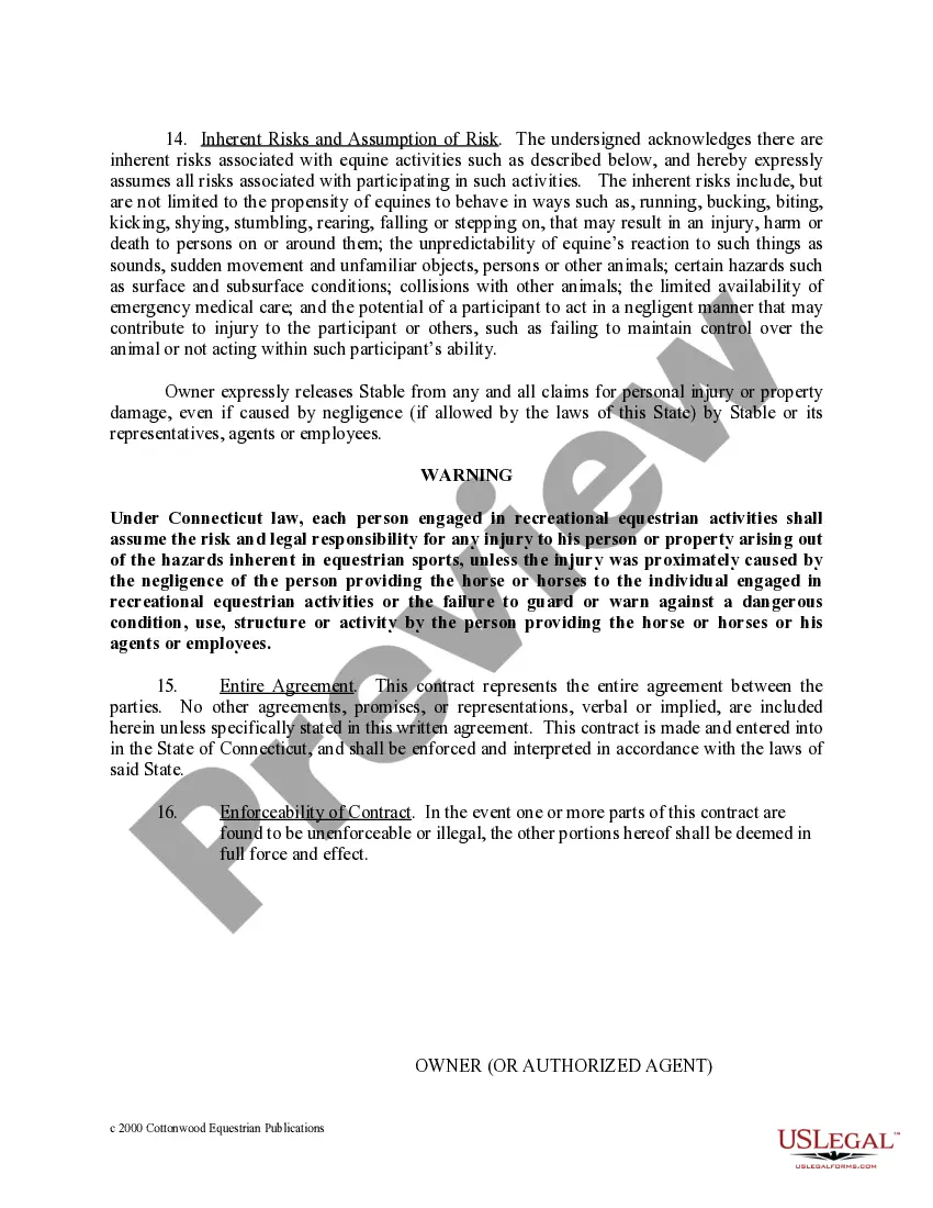 Preview Connecticut Horse Equine Forms Package