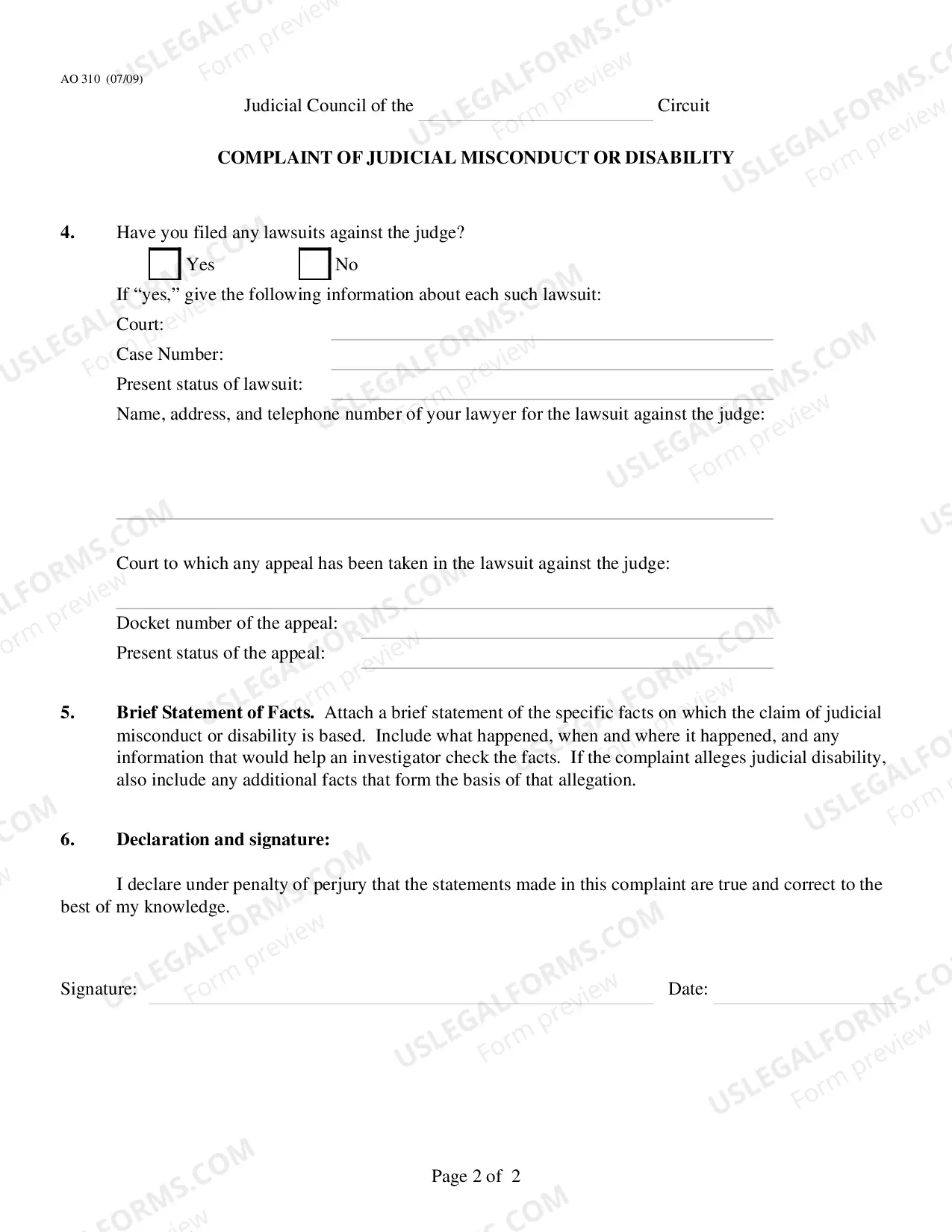 Preview Complaint of Judicial Misconduct or Disability