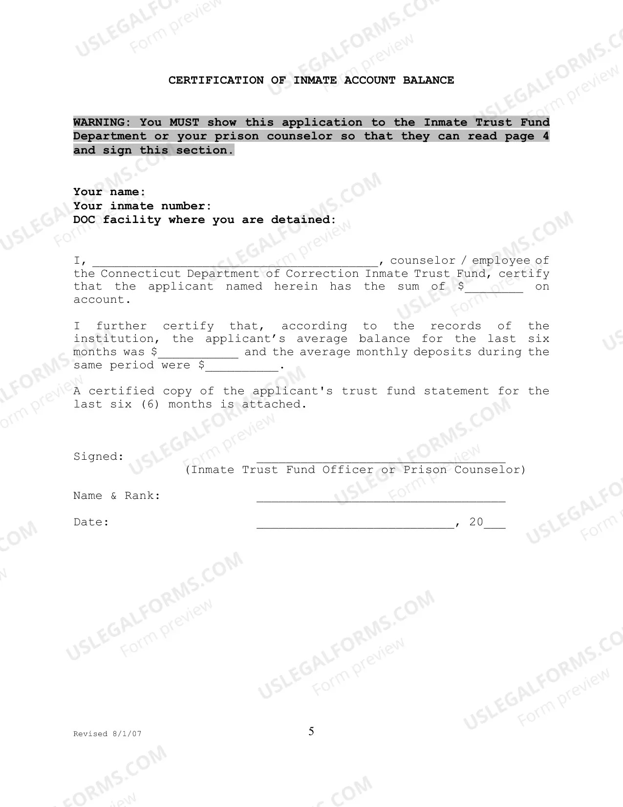 Preview Prisoner's Application to Proceed in Forma Pauperis in a Civil Rights Action