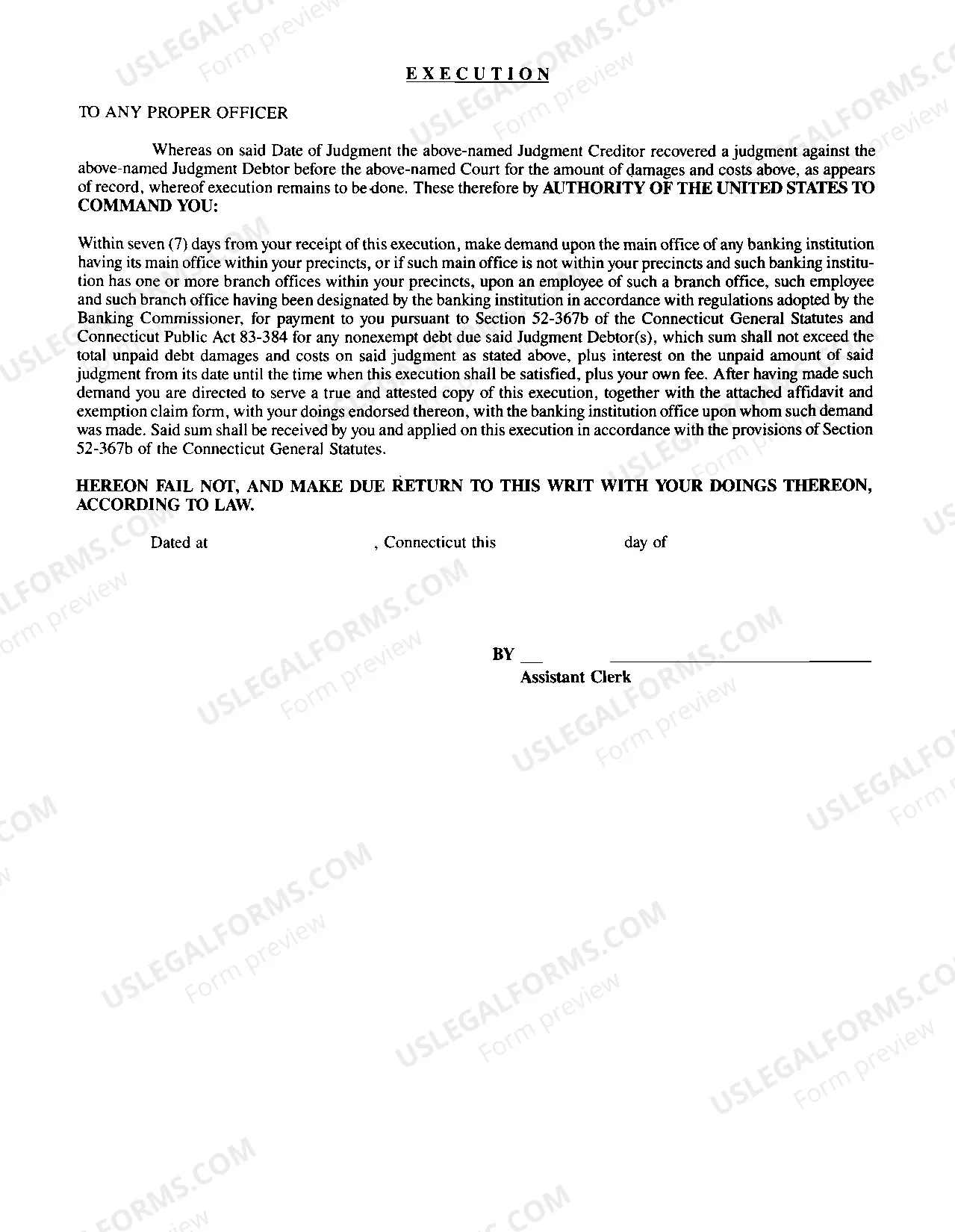 Preview Writ of Execution (Bank)